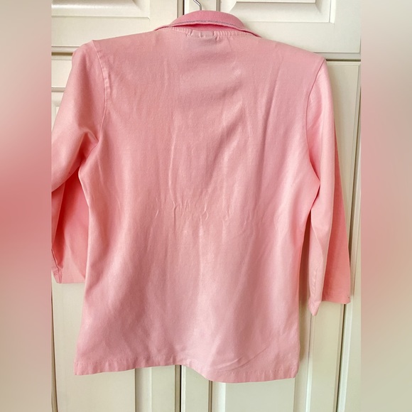 Conte of Florence women's Polo Shirt. rhinestone logo.Quarter sleeves.Pink.Sz S - Picture 7 of 11